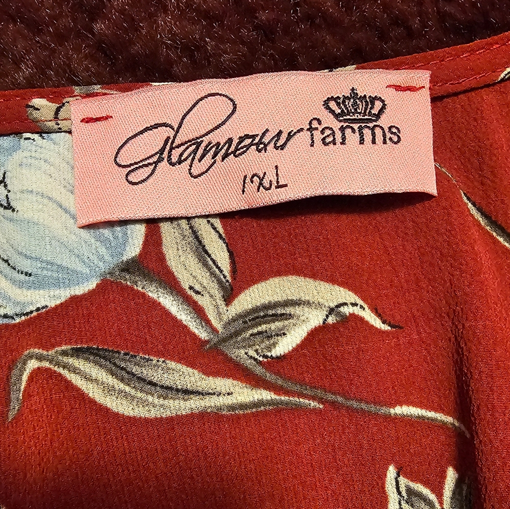 Floral Bohemian Burgundy Blouse with Crochet Detail Size 1 XL EUC - Picture 6 of 7